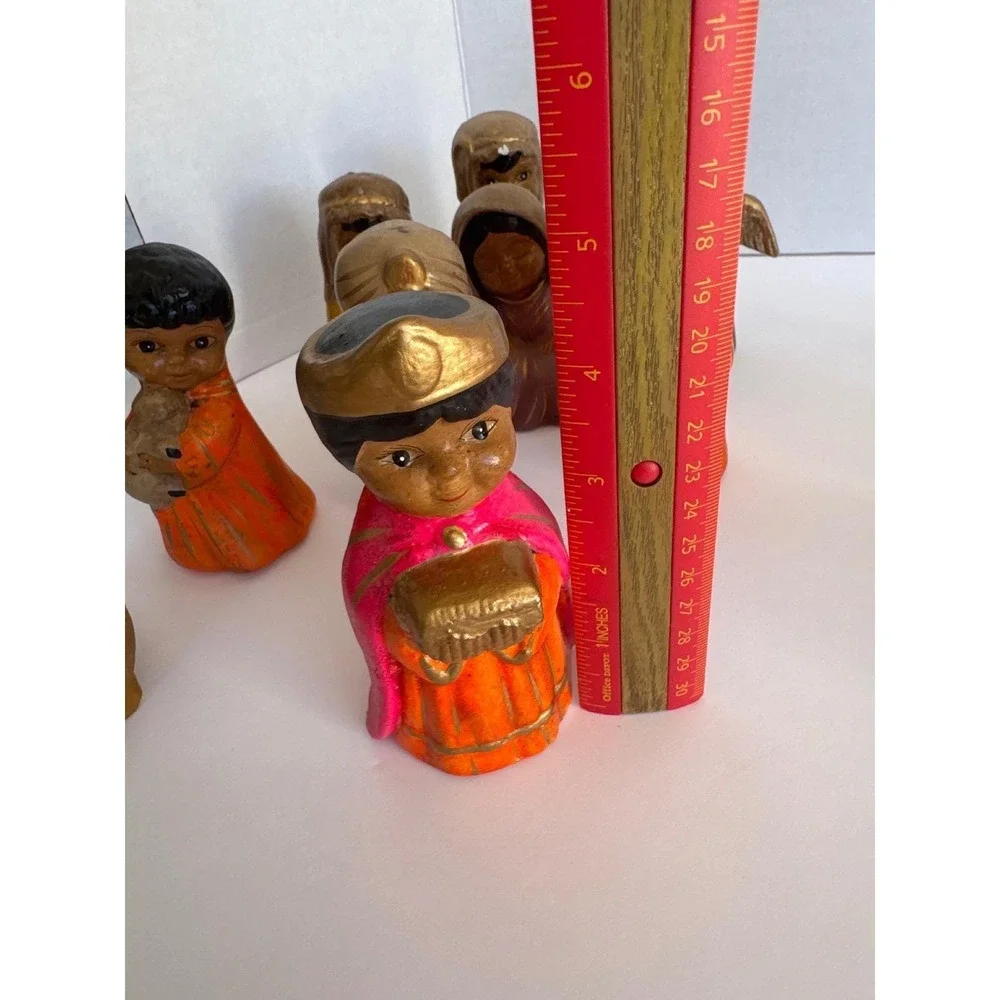 VTG Hand painted Nativity‎ Set Ceramic Figures 12 * Wise Men Animals Mary Joseph